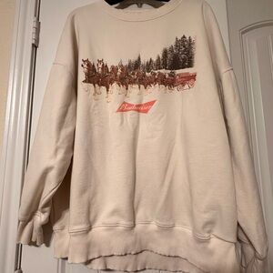 American Eagle Outfitters Cream Sweatshirt with Horse and Wagon Print